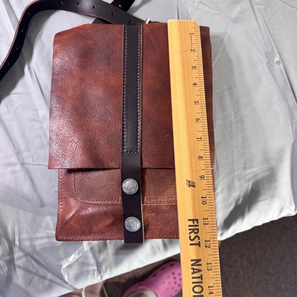 Stickman Leather Tahoma Mail Bag Brown Buffalo Nickel Crossbody PNW Handcrafted